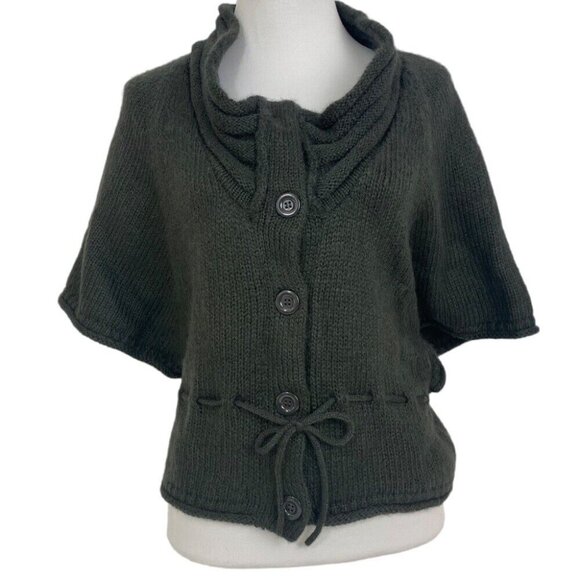 Zoe D Women's Gray Cowl Neck Tie Waist Button Down Business Casual Sweater M/38 - Picture 1 of 9
